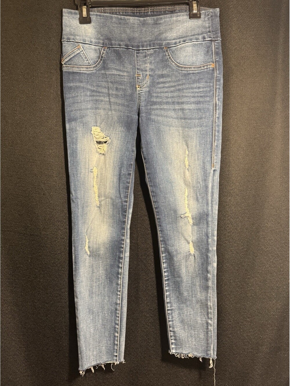 Rock & Republic Denim Rx Fever Pull On Jeans Womens 8 Distressed Raw Hem